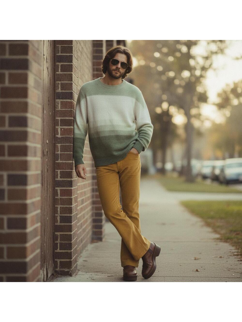 Vintage Kings Road Knitwear Sears The Men's Store Ombre Crewneck Sweater XL